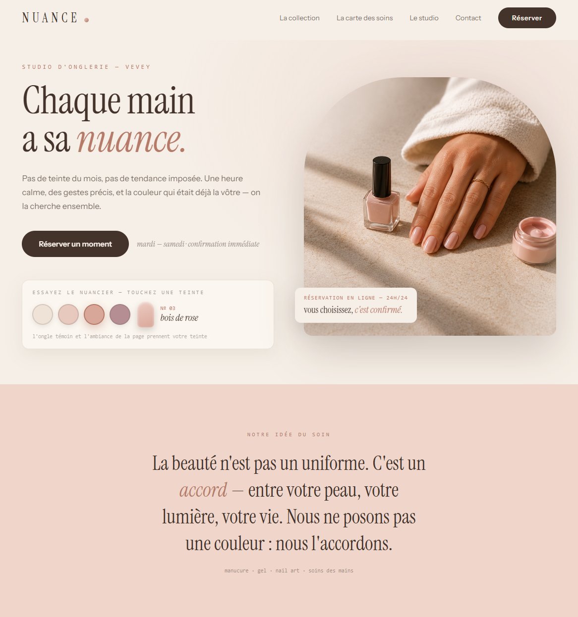 Aperçu du site Nuance — studio d'onglerie
