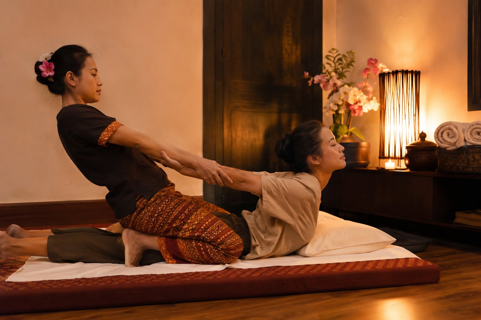 Massage thaï traditionnel — étirement